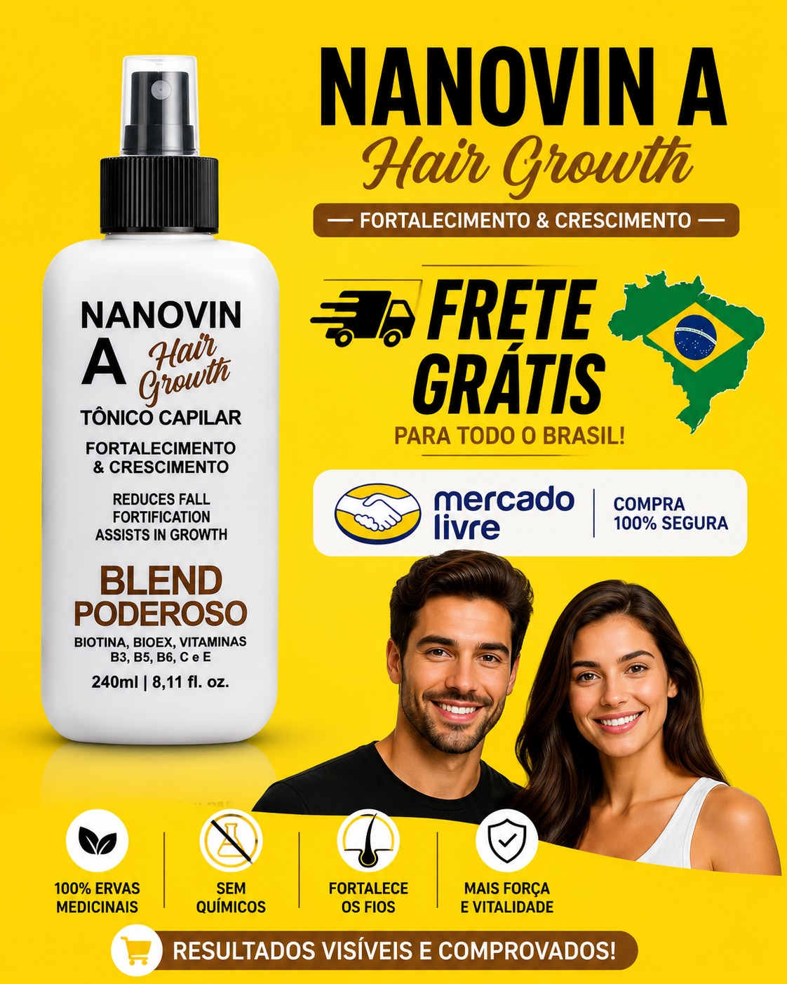 Nanovin A Hair Growth - Frete grátis para todo o Brasil